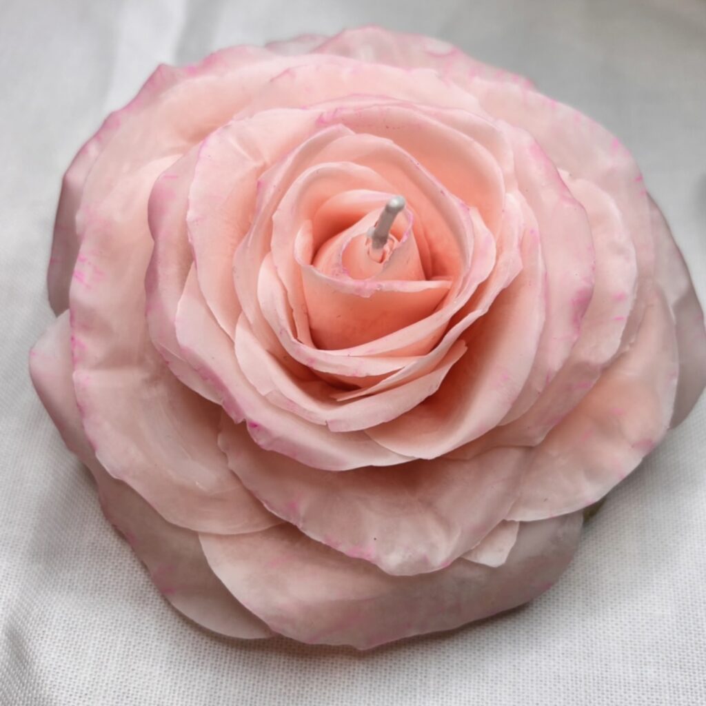 French-Rose-Pink-Beeswax-Candle-table